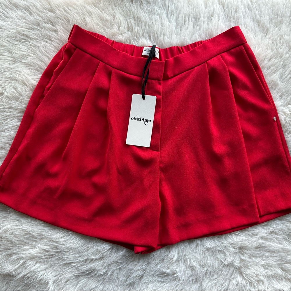 Otto’s’ Ame Vibrant Red Women's zipper and elastic waist back Shorts size 12 - Picture 4 of 14